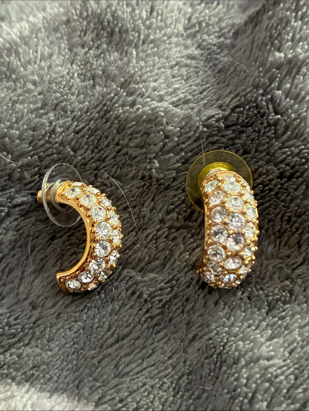Kenneth Jay Lane Gold-Tone Crystal Crescent Hoop Earrings